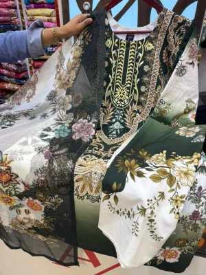 Premium Dubai Cherry Silk Mirror Work Stitched Dress